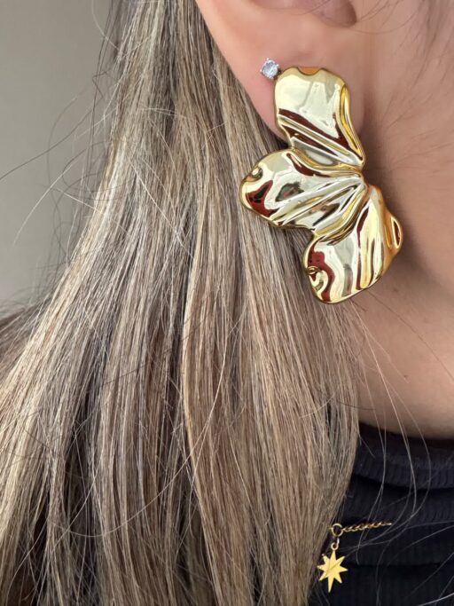 Aros de flor dorados de acrílico - Imagen 2